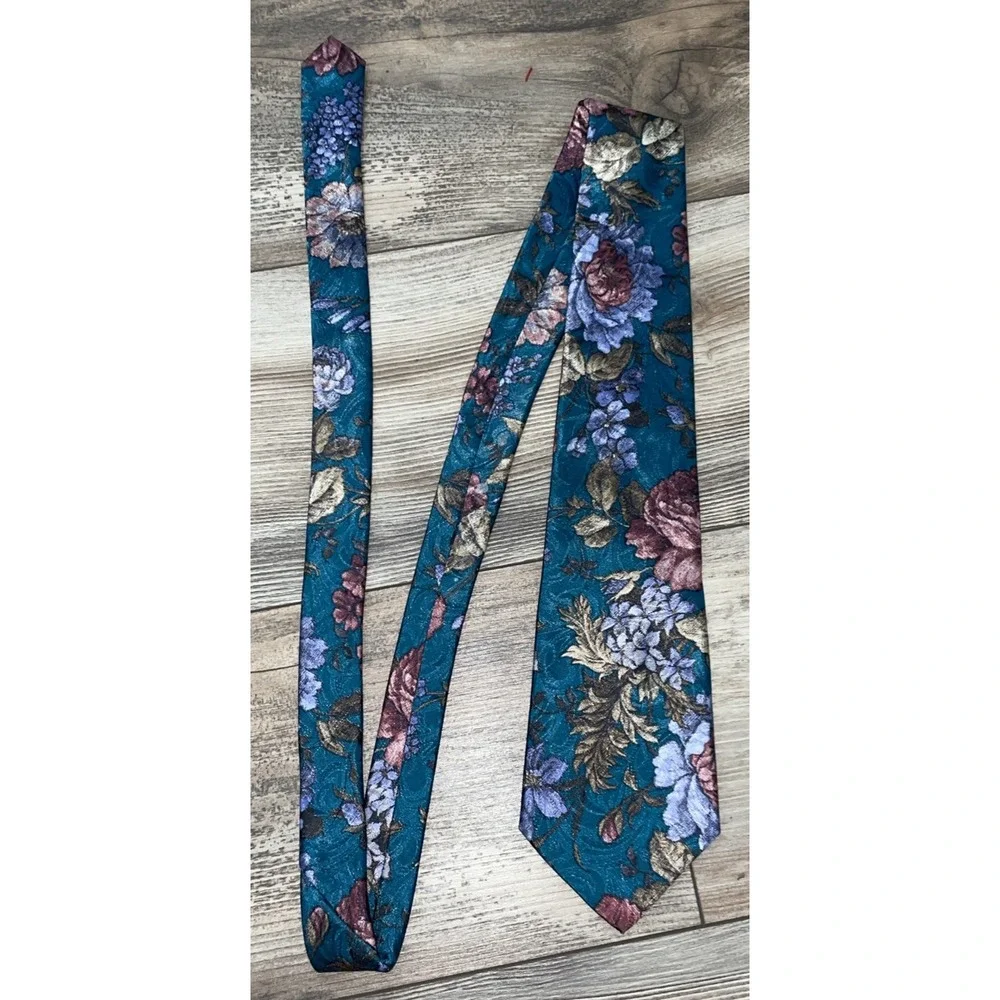 Vintage 90s Neck Tie Mens OLEG CASSIN Floral Art Designer Suit‎